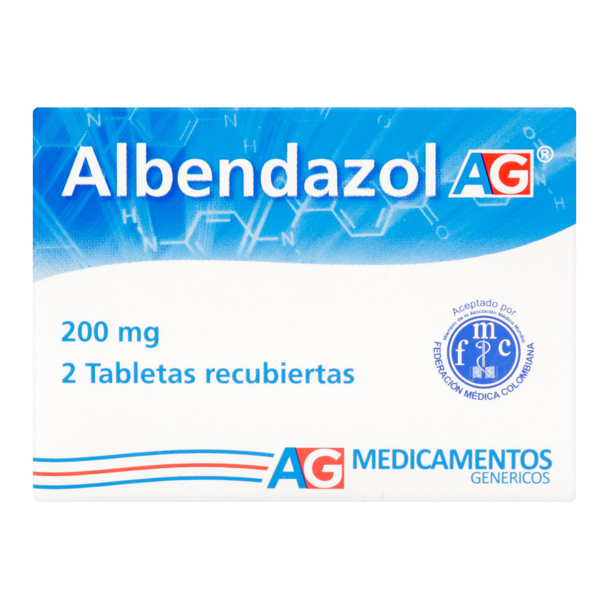 ALBENDAZOL 200 MG 2 TABLETAS AG - VENTA CON FORMULA MEDICA