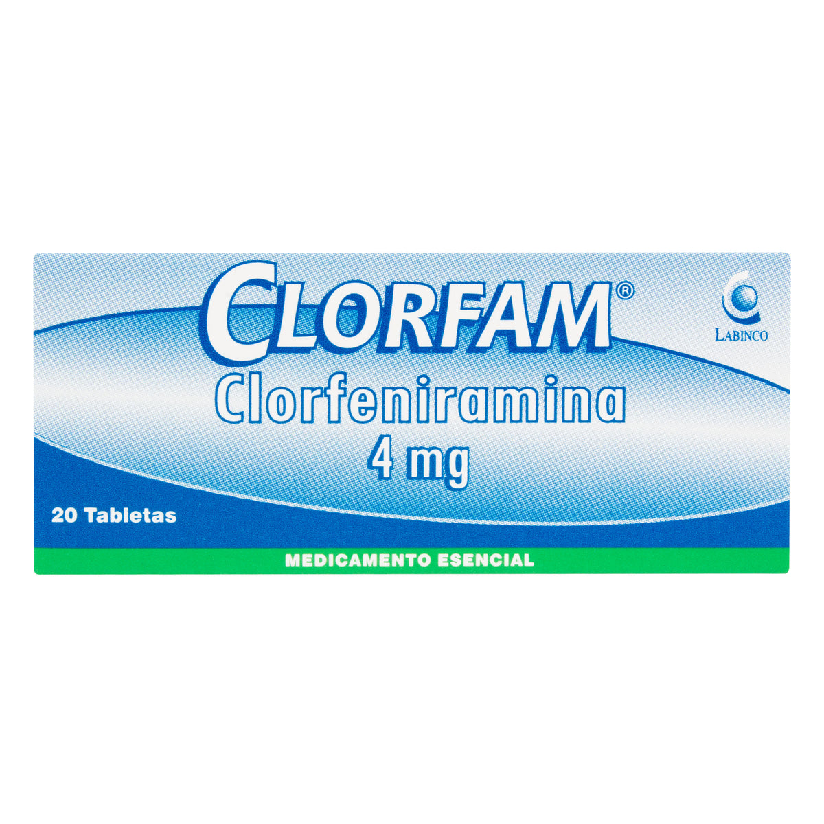 CLORFAM 4 MG 20 TABLETAS - CLORFENIRAMINA
