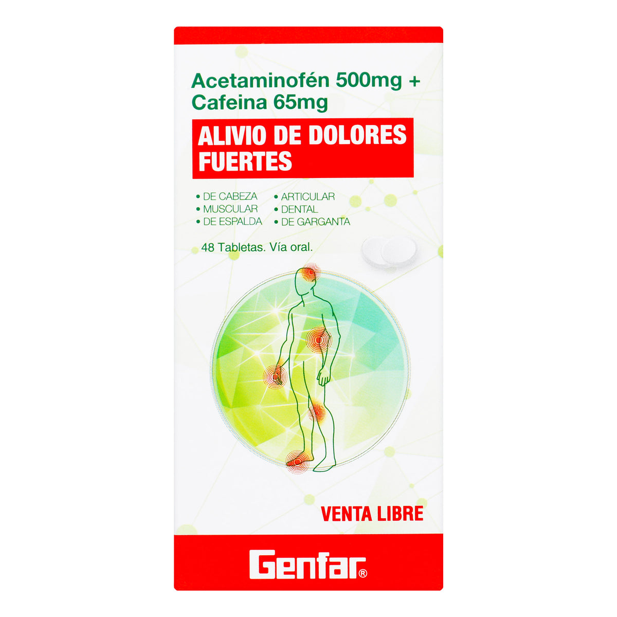 ACETAMINOFEN 500MG+CAFEINA 65MG 48TBS GF - VENTA CON FORMULA MEDICA - REG. INVIMA 2021M-015000-R3