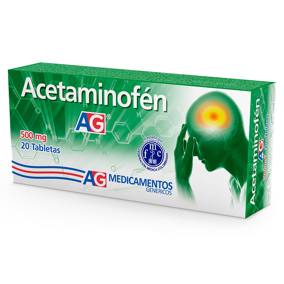 ACETAMINOFEN 500 MG 20 TABLETAS AG - REG. INVIMA 2023M-0002317-R3