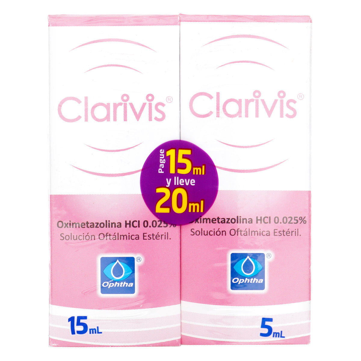 CLARIVIS 0.025% 15ML+CLARIVIS 0.025% 5ML - CLORHIDRATO DE OXIMETAZOLINA