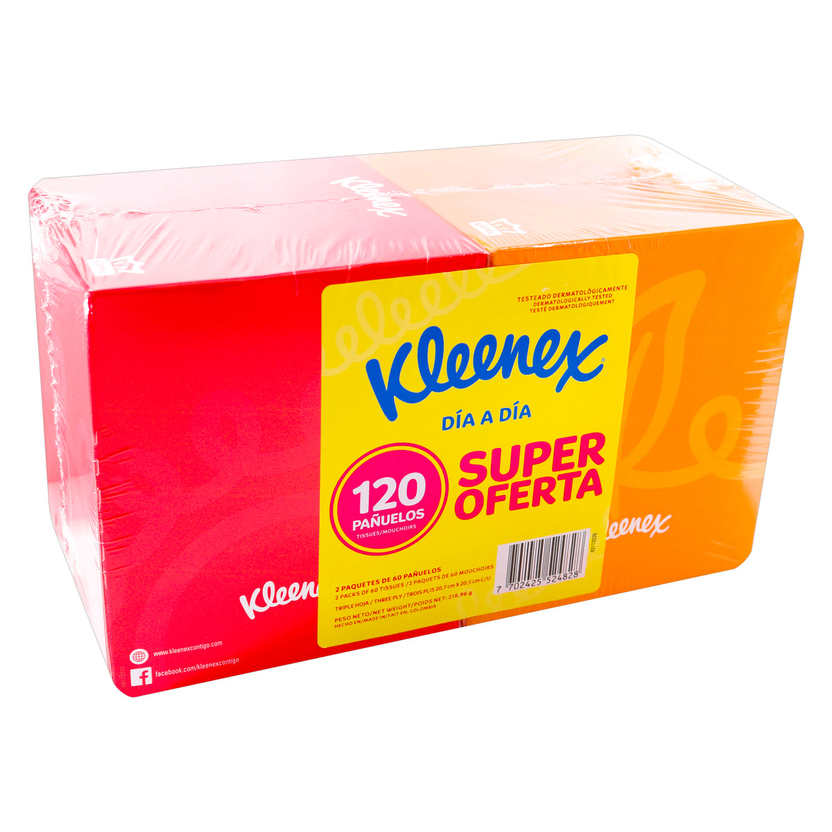 2 PANUELOS KLEENEX CUBO 60 UND