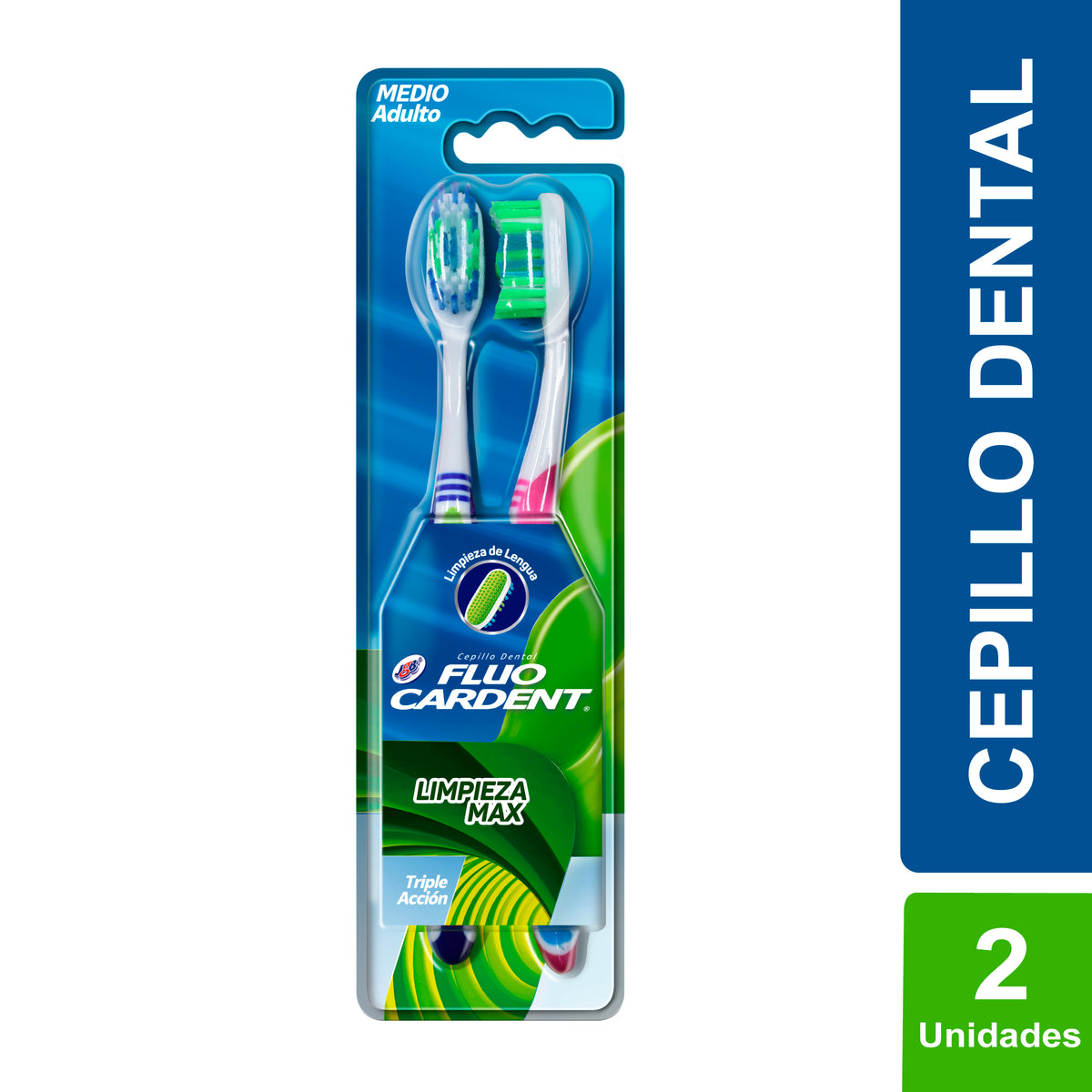 2 CEPILLO FLUOCARDENT LIMPIEZA MAX - REG. INVIMA 2019DM-0019486