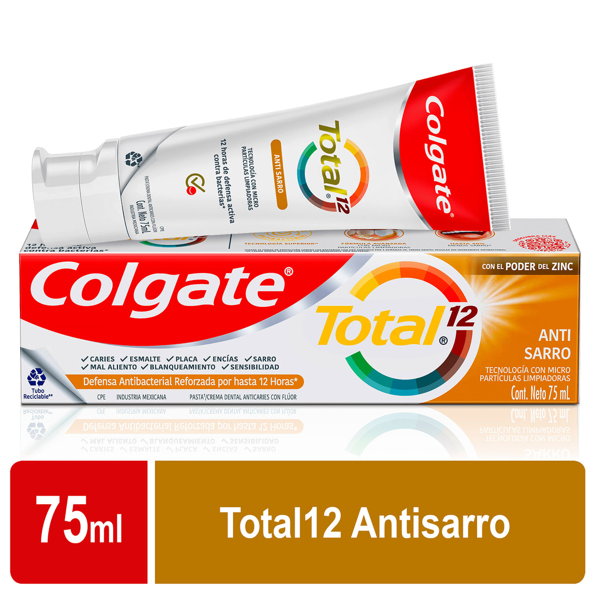 CRE.DEN.COLGATE TOT.12 ANTI SARRO 75ML - REG. INVIMA NSOC97690-19CO