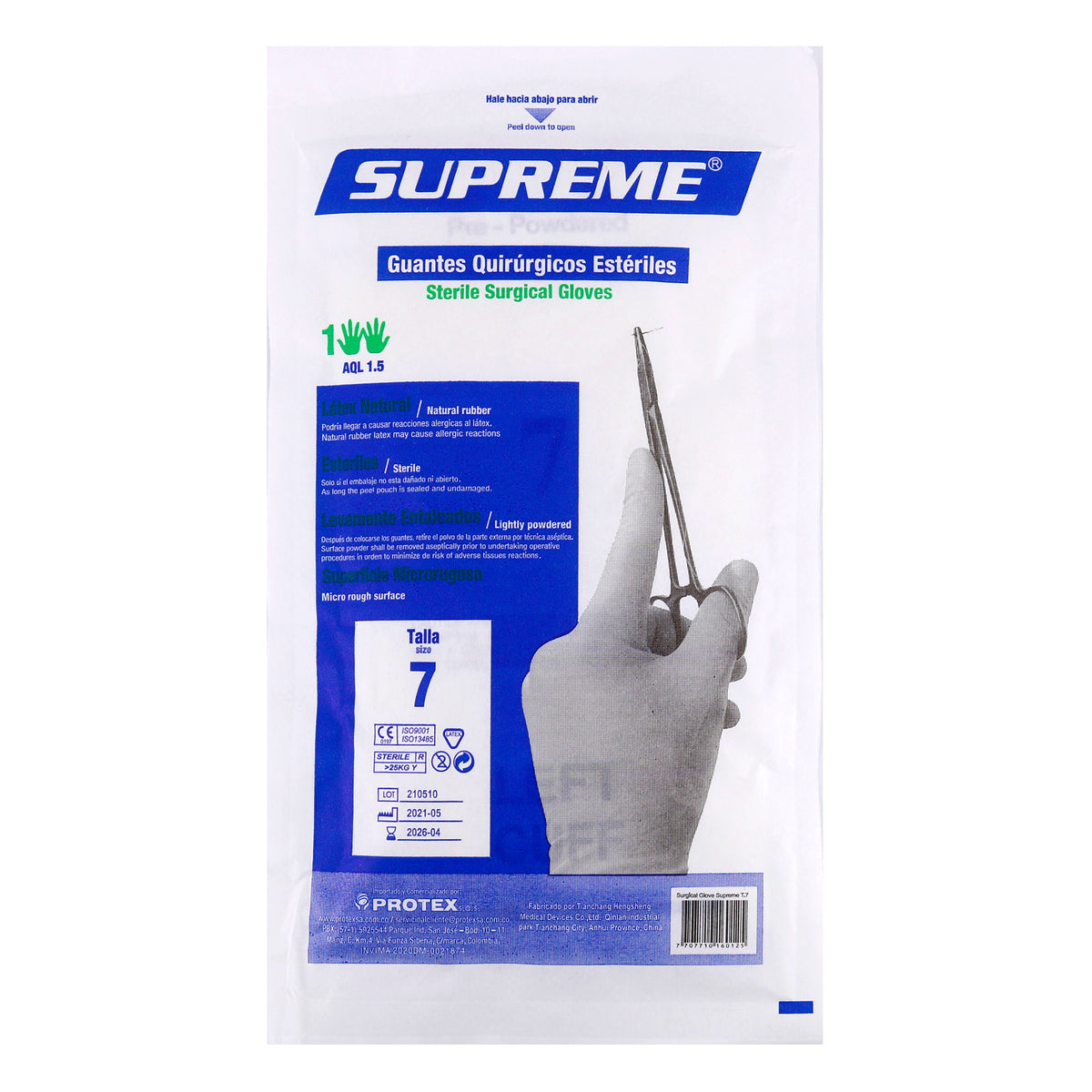 GUANTES QUIRURGICOS ESTERIL SUPREME T 7 - REG. INVIMA 2020DM-0021874