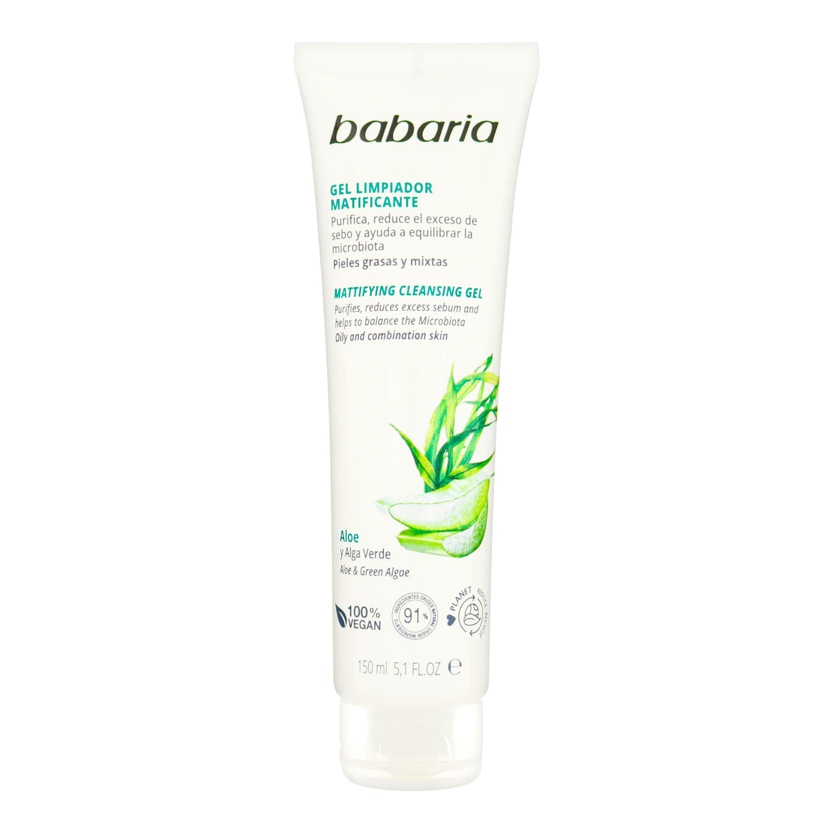 GEL BABARIA LIMPIADOR MATIFI.ALOE 150 ML - REG. INVIMA NSOC50728-21PE