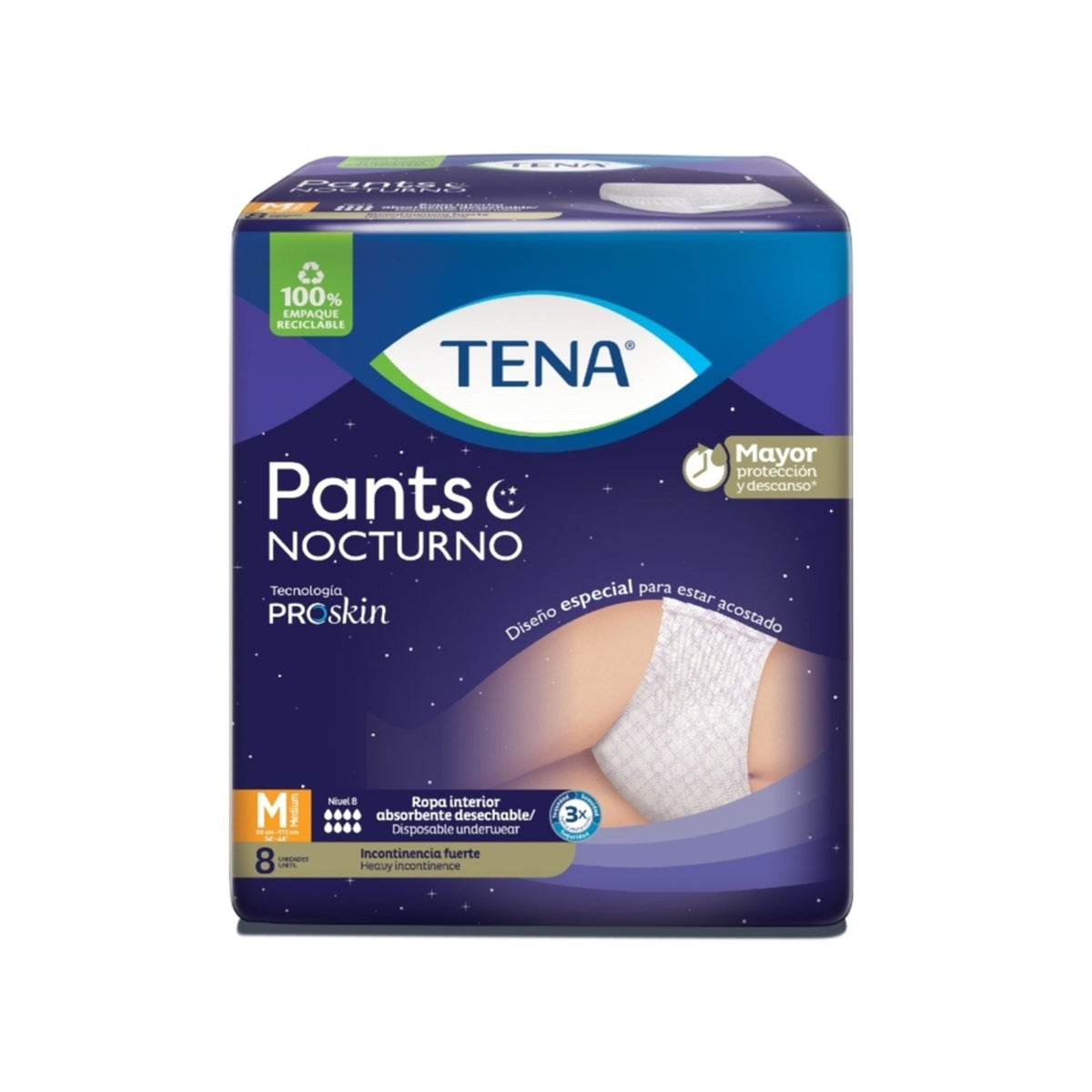 PAÑALES TENA PANTS NOCTURNO MEDIUM 8 UNIDADES