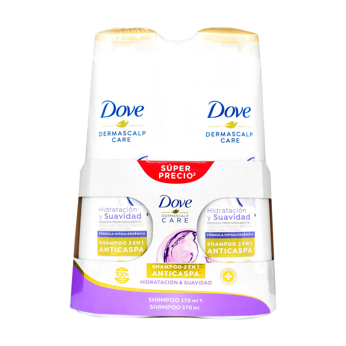 2 CHA.DOVE HIDRATAC.SUAVIDAD 370 ML P.E