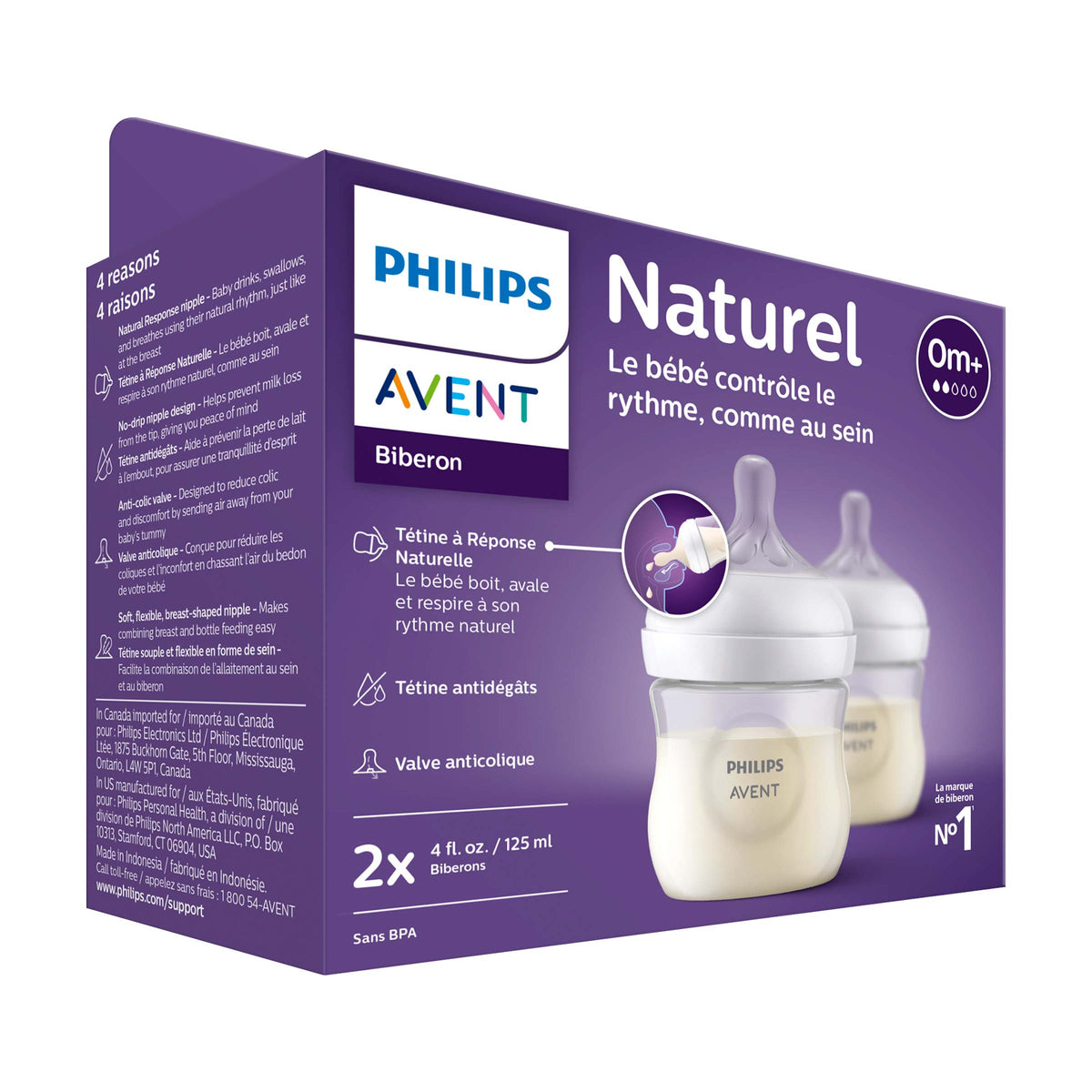 2 BIBERON PHILIPS AVENT NA.TRA.125ML4OZ