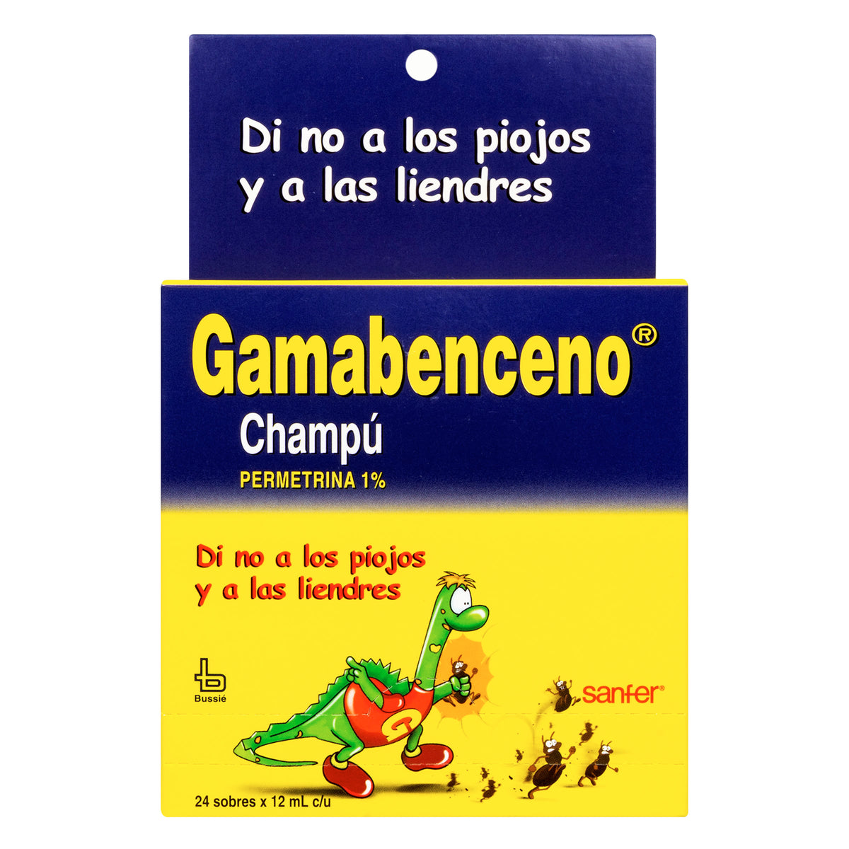 SHAMPOO GAMABENCENO X 24 SOBRES - VENTA CON FORMULA MEDICA - REG. INVIMA 2016M-012172-R3