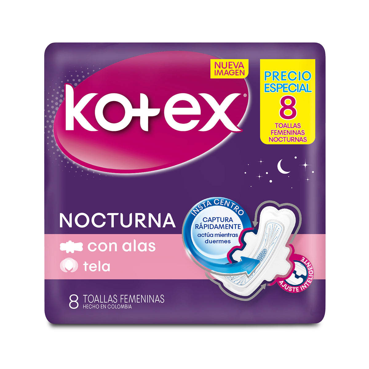 TOA.KOTEX NOCTURNA TELA 8 UND P.E - REG. INVIMA NSOA1941-12CO