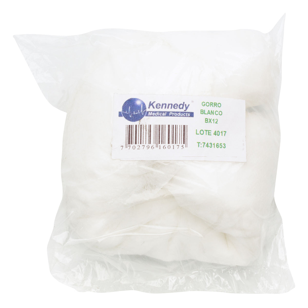 GORRO DESECHABLE BLANCO KENNEDY X 12 UDS