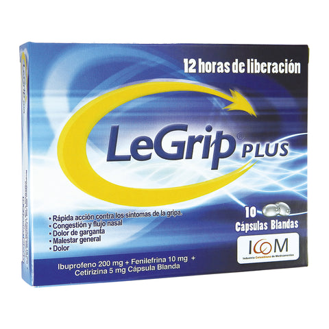 LEGRIP PLUS 10 CAP.BLAN ICOM - VENTA CON FORMULA MEDICA - REG. INVIMA 2015M-0016592