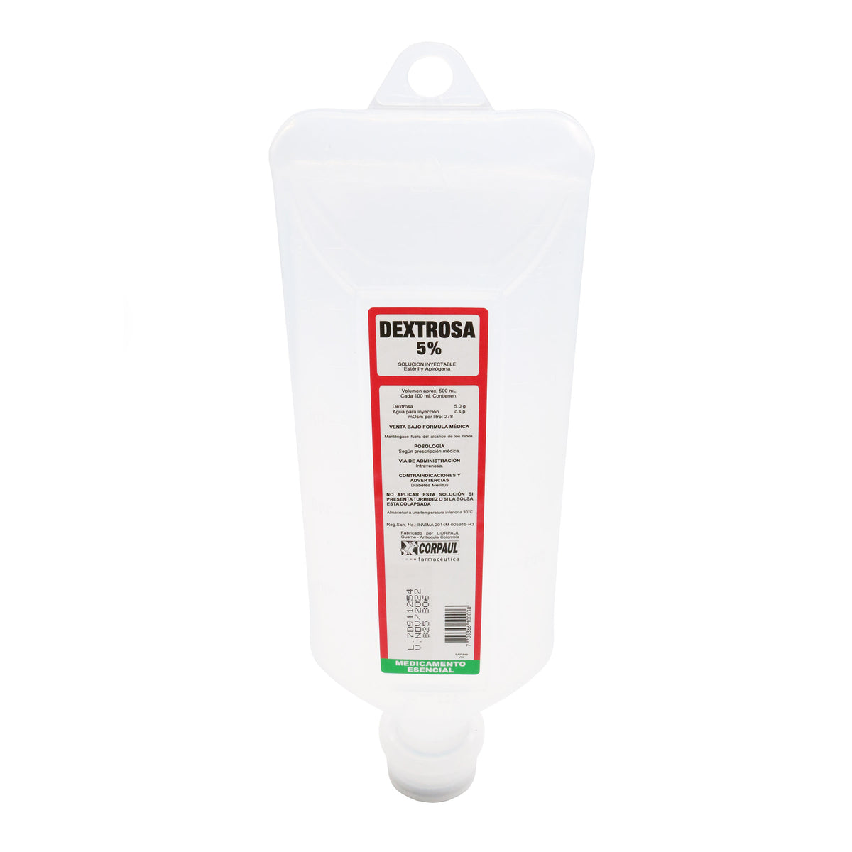 DEXTROSA 5% AD 500 ML CP - VENTA CON FORMULA MEDICA - REG. INVIMA 2020M-005915-R4