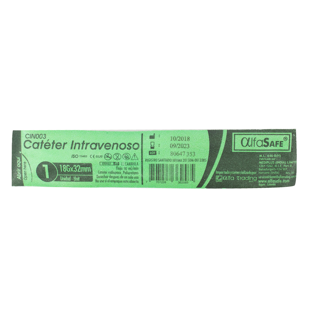 CATETER ALFA INTRAVE 18G X1 1/4 32 MM