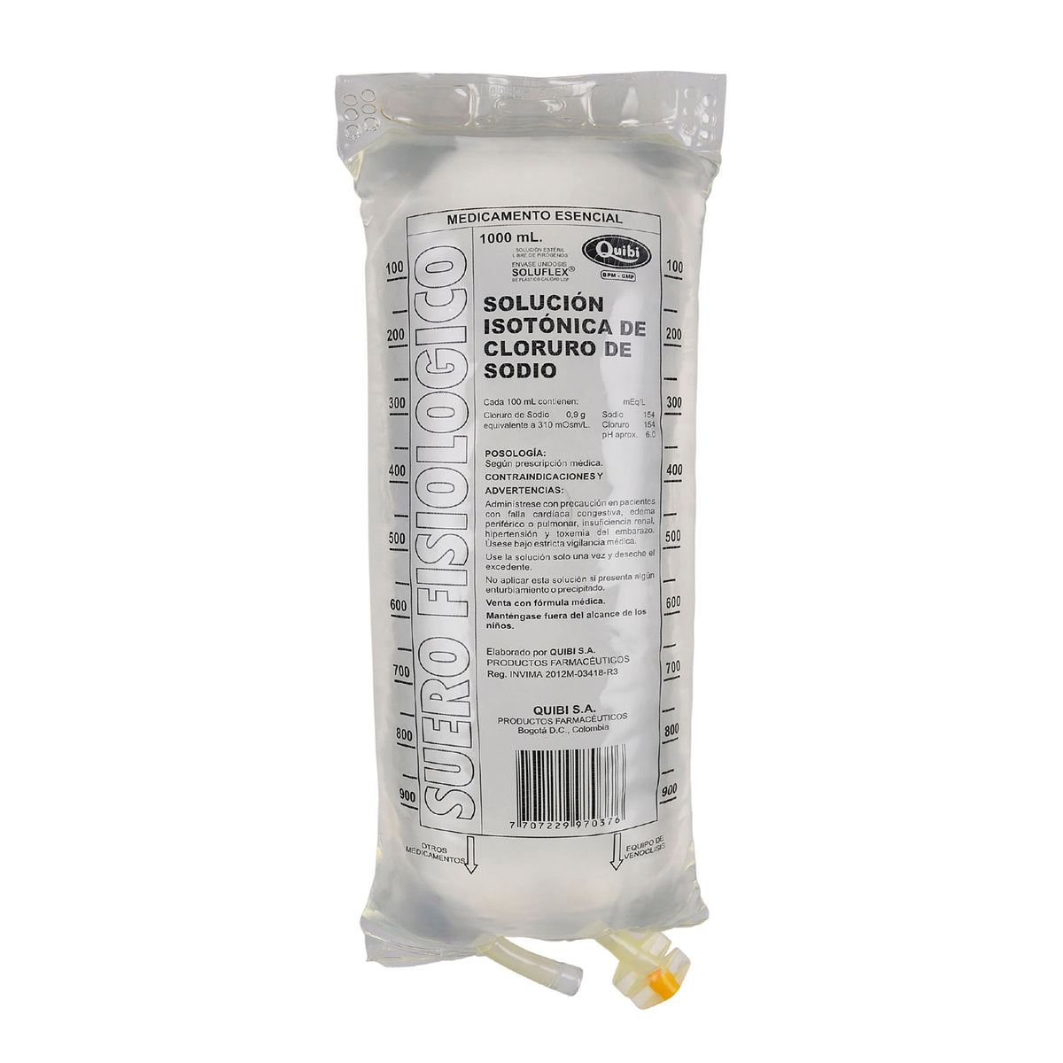 SUERO FISIOLOGICO QUIBI BOLSA 1000 ML - REG. INVIMA 2020M-03418-R4