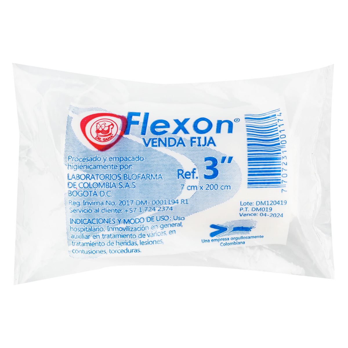 WHITE FIXED-LENGTH FLEXON BANDAGE 3X5