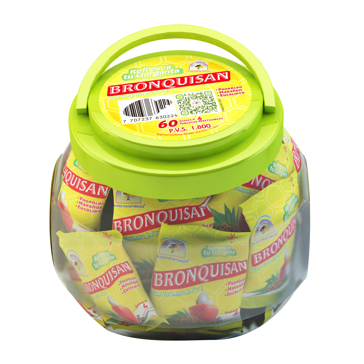 BRONQUISAN BOMBONERA 60 SOBRES X 4 TABLETAS - VENTA CON FORMULA MEDICA - REG. INVIMA RSA-003177-2017