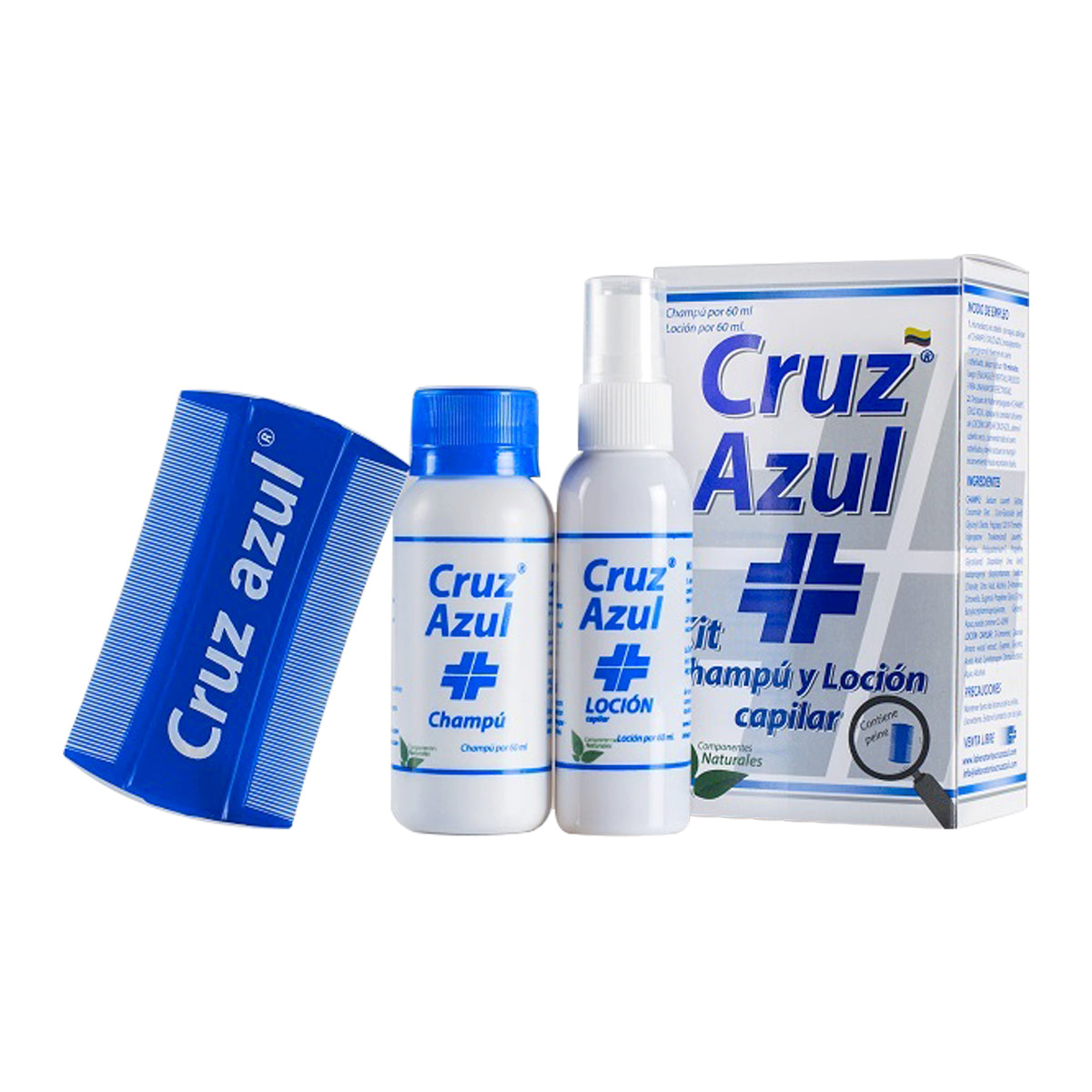 KIT CRUZ AZUL CHA.60ML+LOCION 60ML+PEINE - VENTA CON FORMULA MEDICA