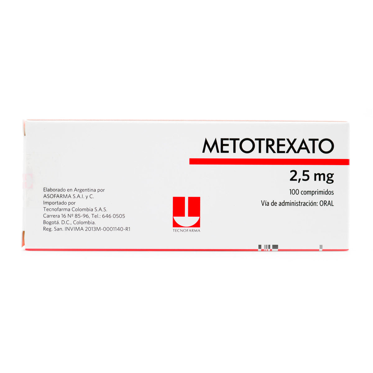 METOTREXATO 2.5 MG 100 TBS - VENTA CON FORMULA MEDICA - REG. INVIMA 2013M-0001140-R1