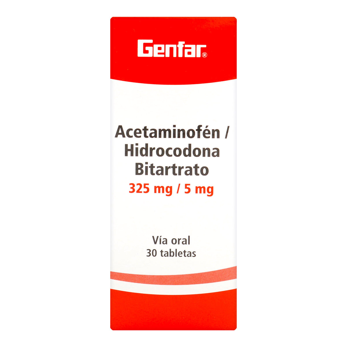 ACETAMINOF / HIDROCODONA 325MG/5MG 30TBS - VENTA CON FORMULA MEDICA - REG. INVIMA 2021M-0020449