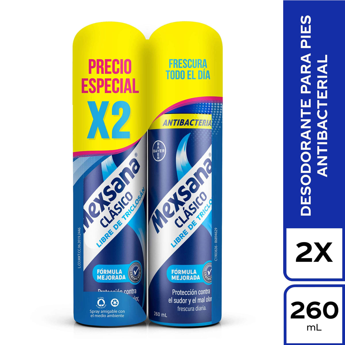 2 DTE.MEXSANA CLASICO SPRAY 260 ML. P.E. - REG. INVIMA NSOC85956-18CO