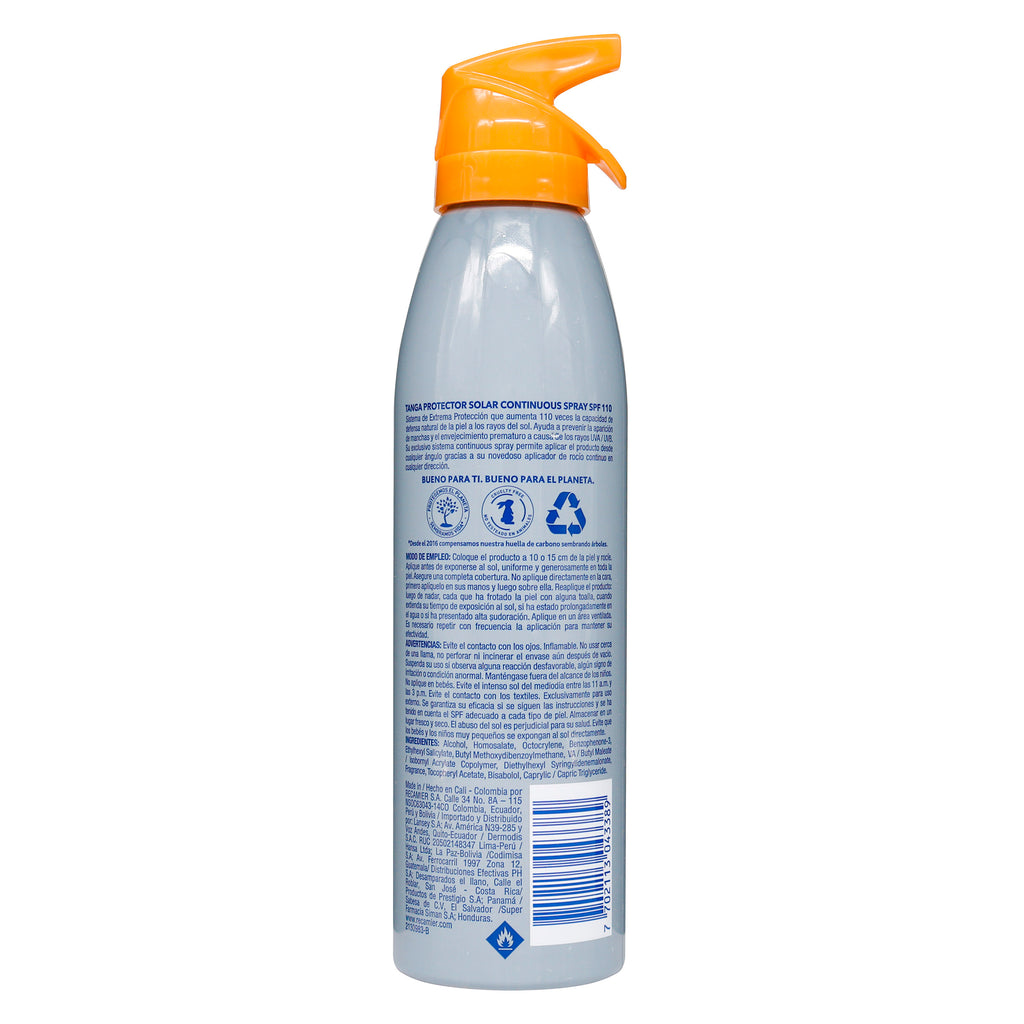 BLOQ.TANGA SPF 110 SPRAY CONTINU.175 ML - REG. INVIMA NSOC63043-14CO