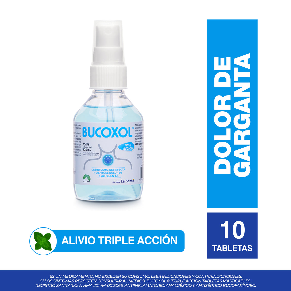 BUCOXOL SPRAY T.ACCION COOLMINT 120ML - VENTA CON FORMULA MEDICA - REG. INVIMA 2014M-0014936