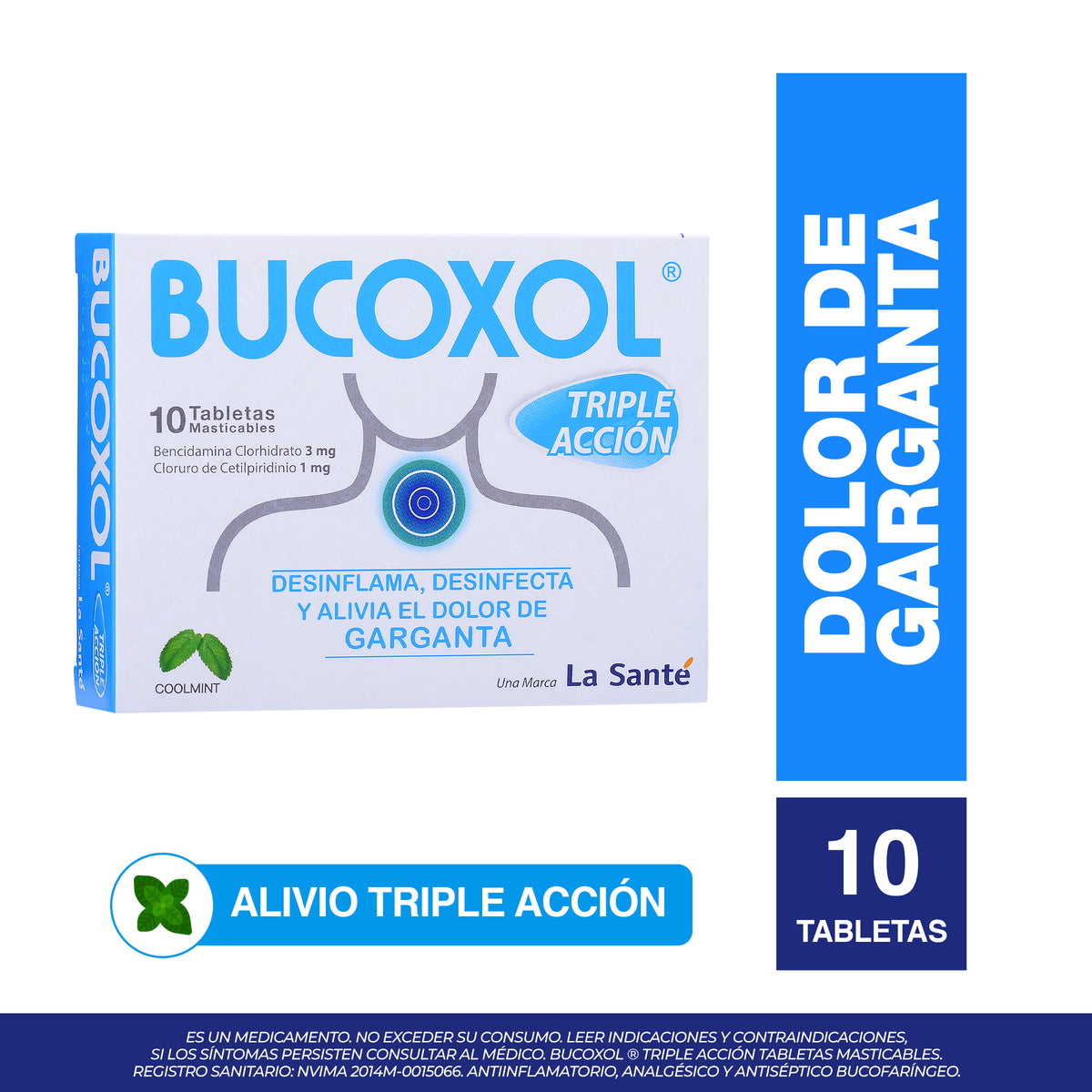 BUCOXOL TRIPLE ACCION COOLMINT 10 TBS