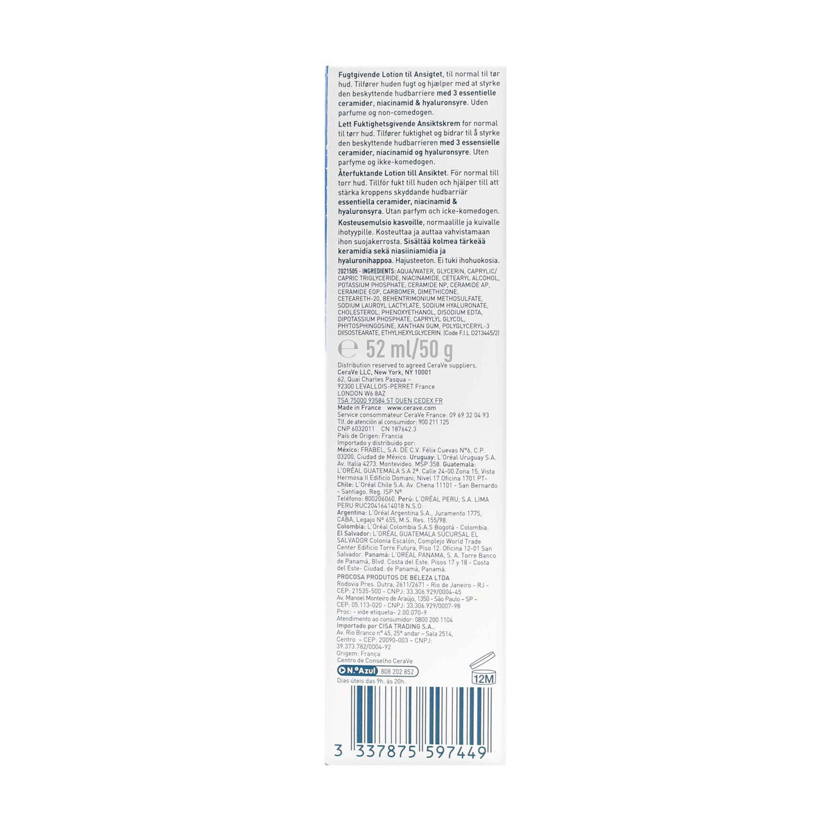 Cerave Locion Hidratante Rostro Pm 52Ml