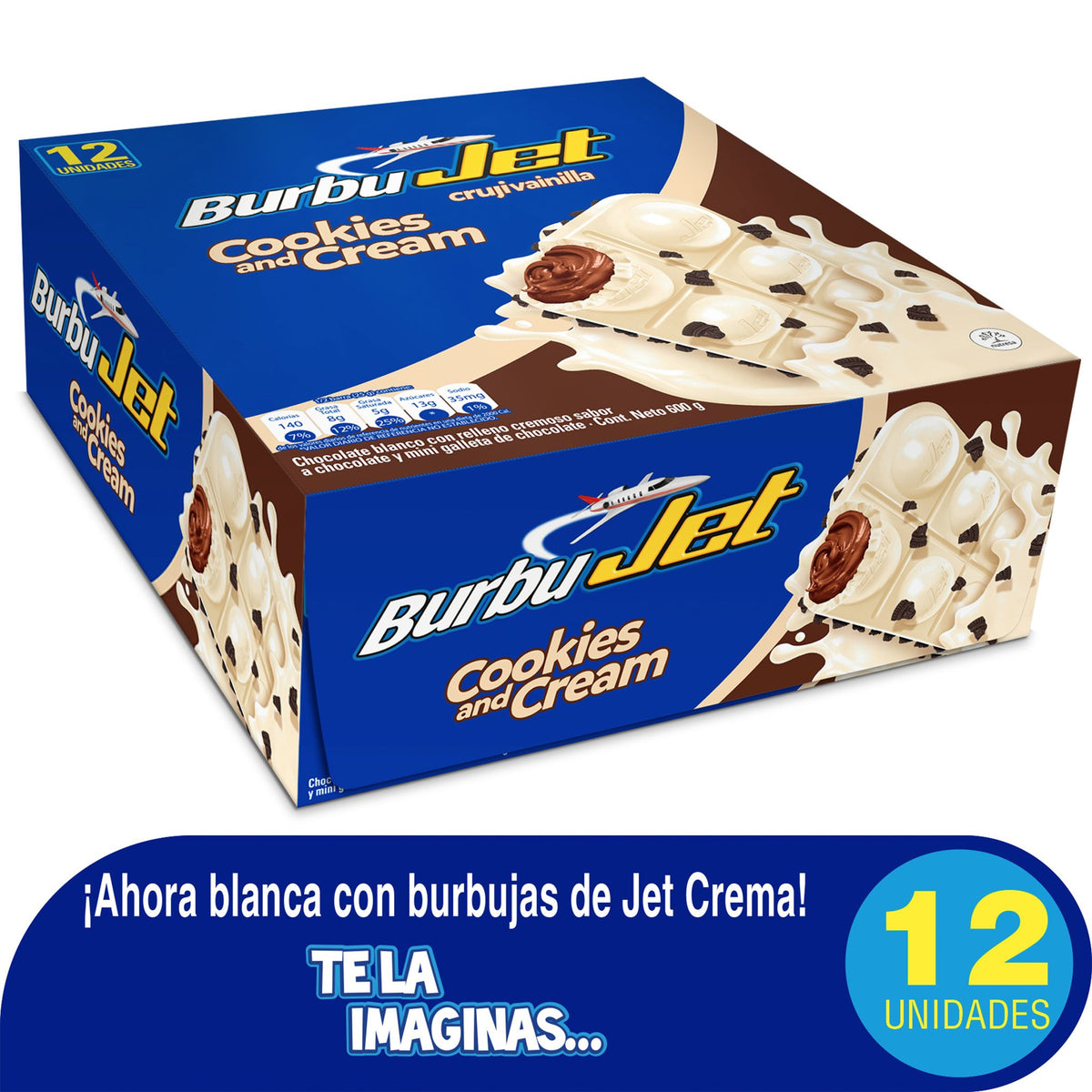 Chocolatina Jet Burbujet blanca 50 g x 12 - Droguería La Bastilla Medellín