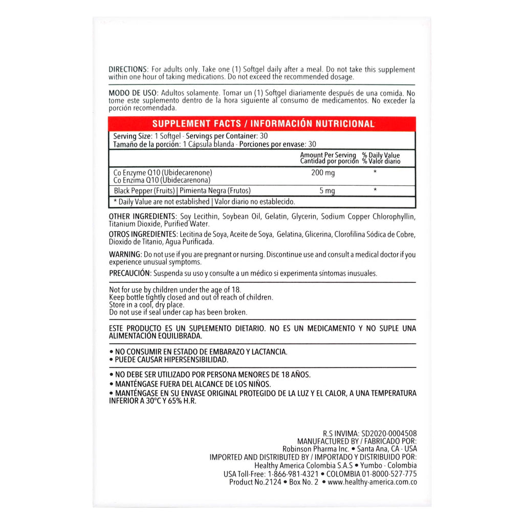 Coenzima Q10 200 mg 30 Softgels