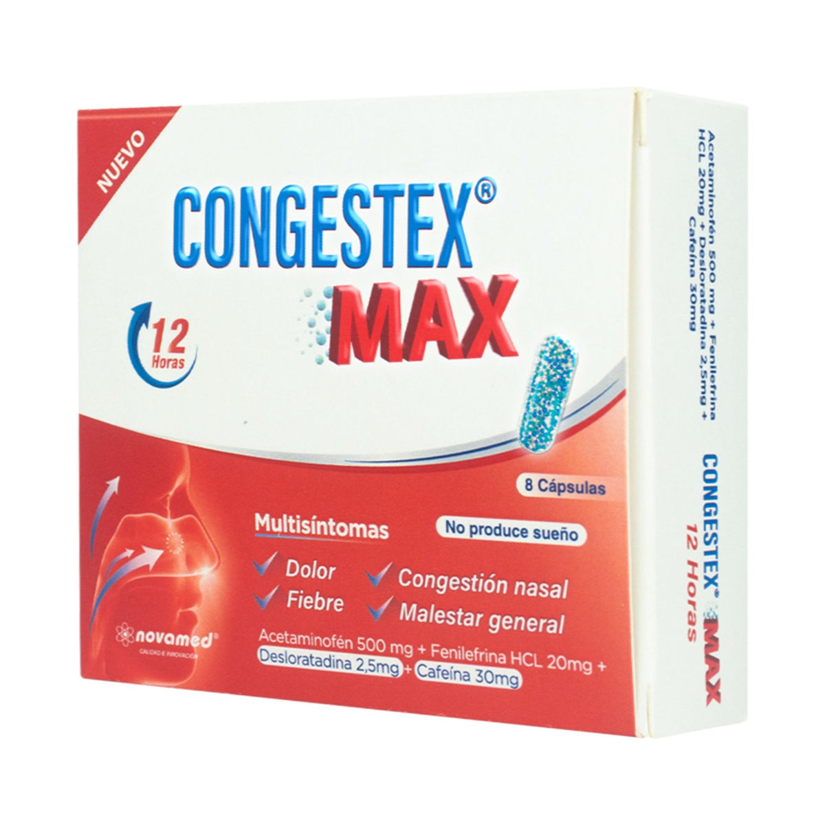 Congestex Max 500Mg 8 Capsulas - Droguería La Bastilla Medellín