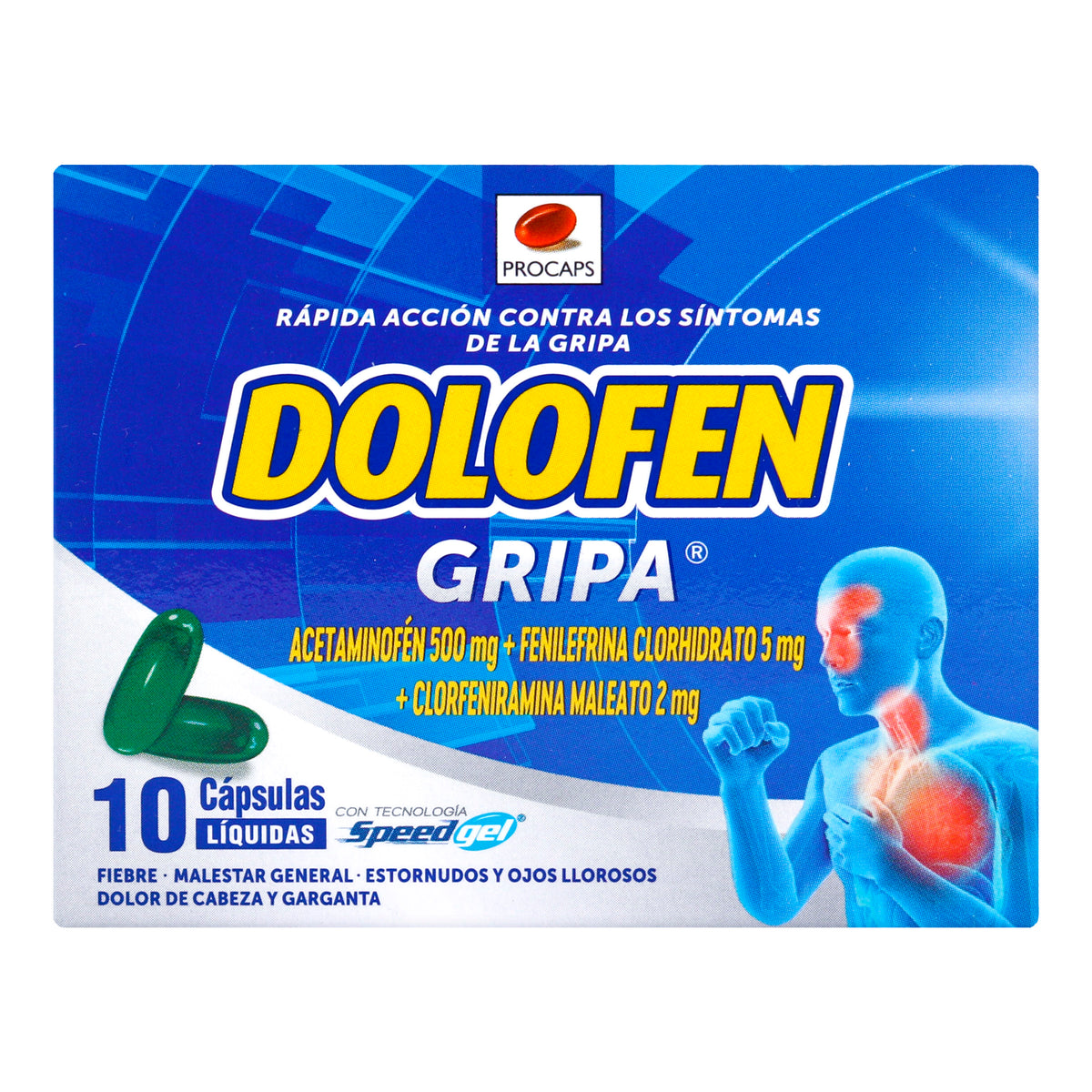 DOLOFEN GRIPA 10 CAPS - ACETAMINOFEN + CLORFENIRAMINA + FENILEFRINA