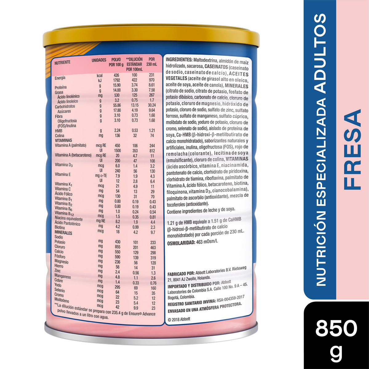 Ensure Advance Fresa 850 Gr