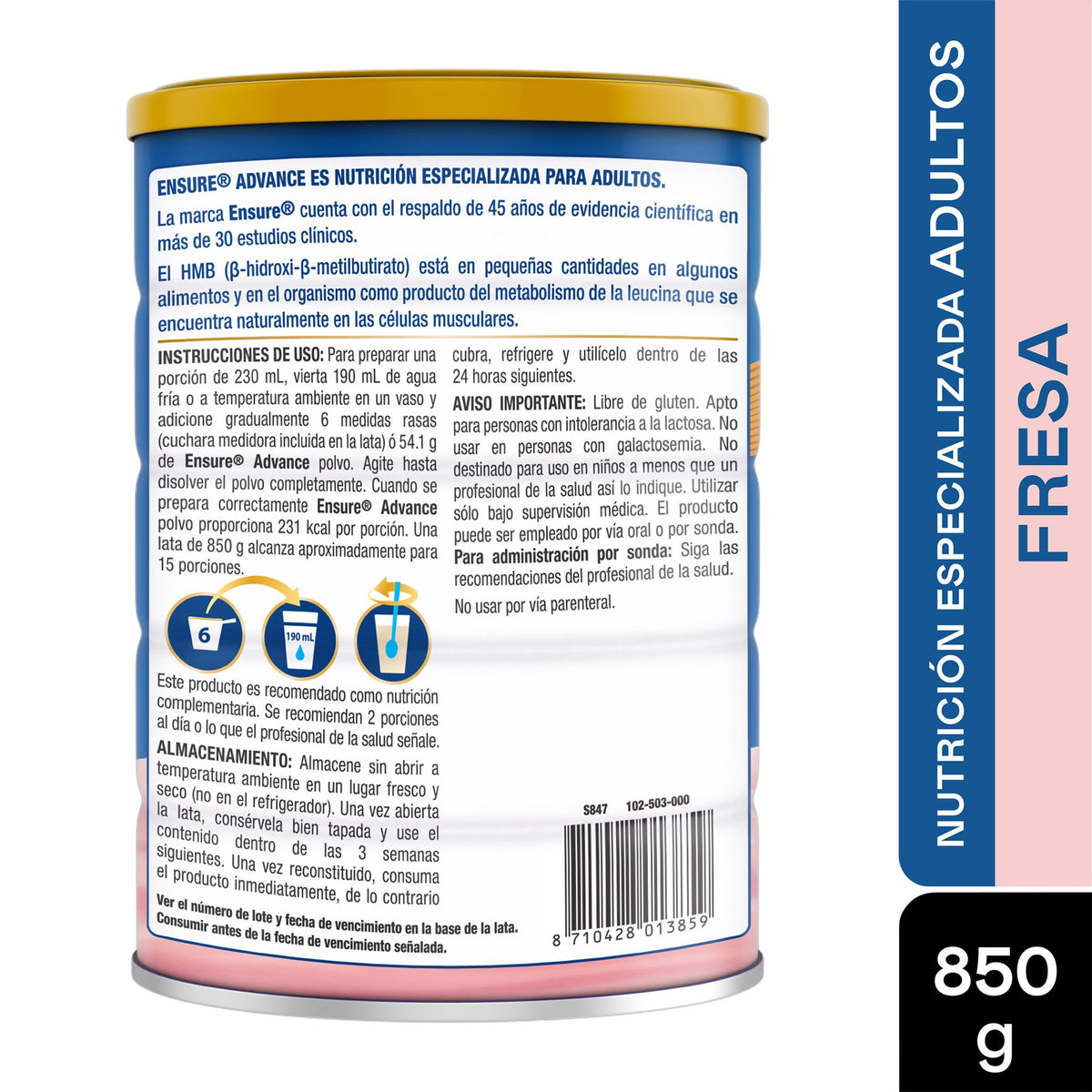 Ensure Advance Fresa 850 Gr