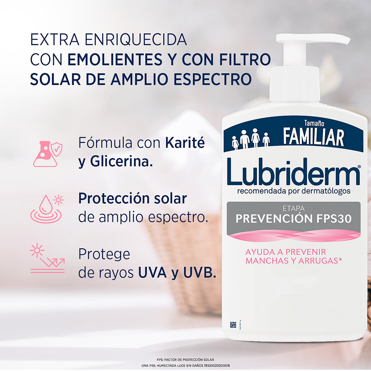 Lubriderm Prevencion Fps 30 750 Ml - Droguería La Bastilla Medellín