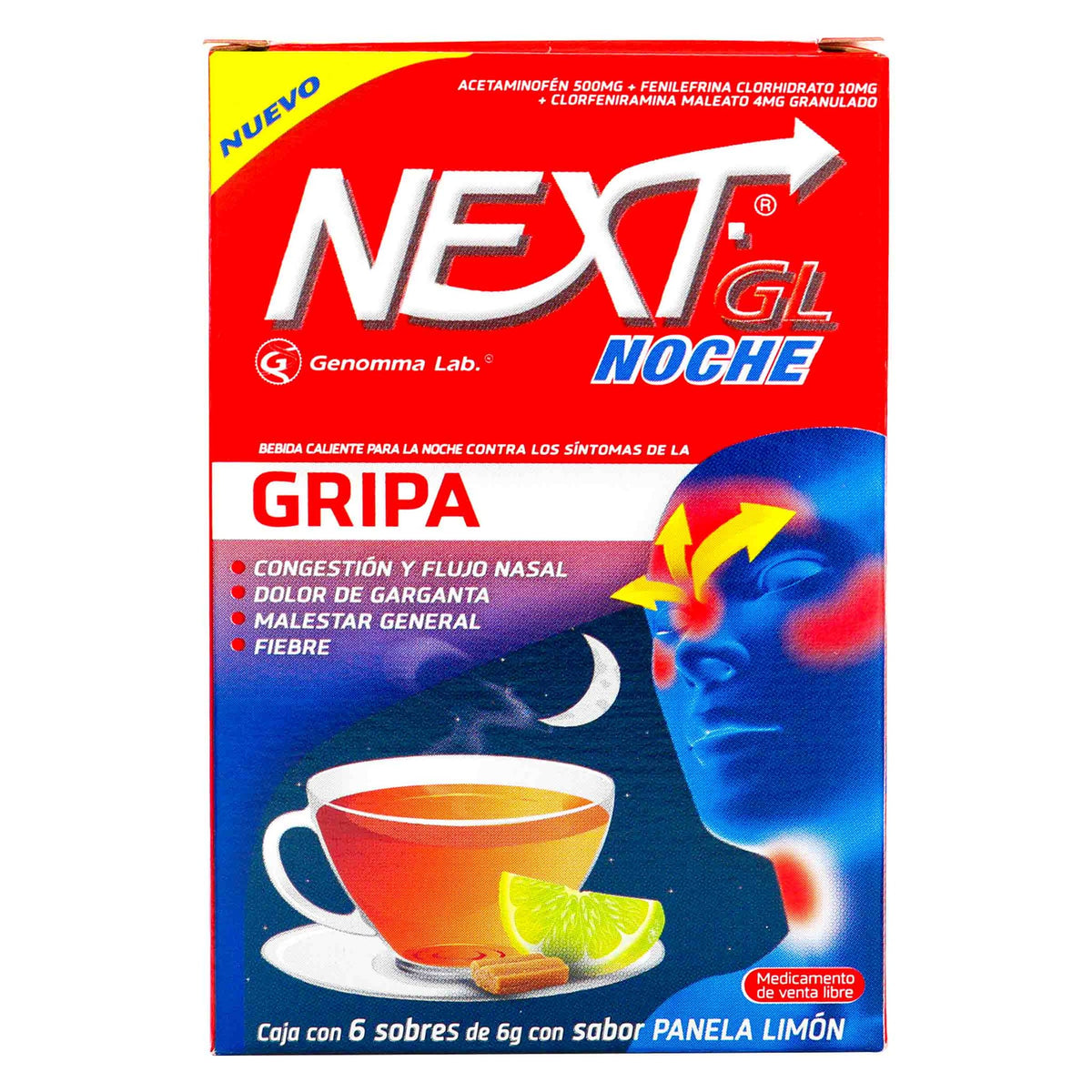 Next Gl Noche Gripa 6 Gr 6 Sobres - Droguería La Bastilla Medellín