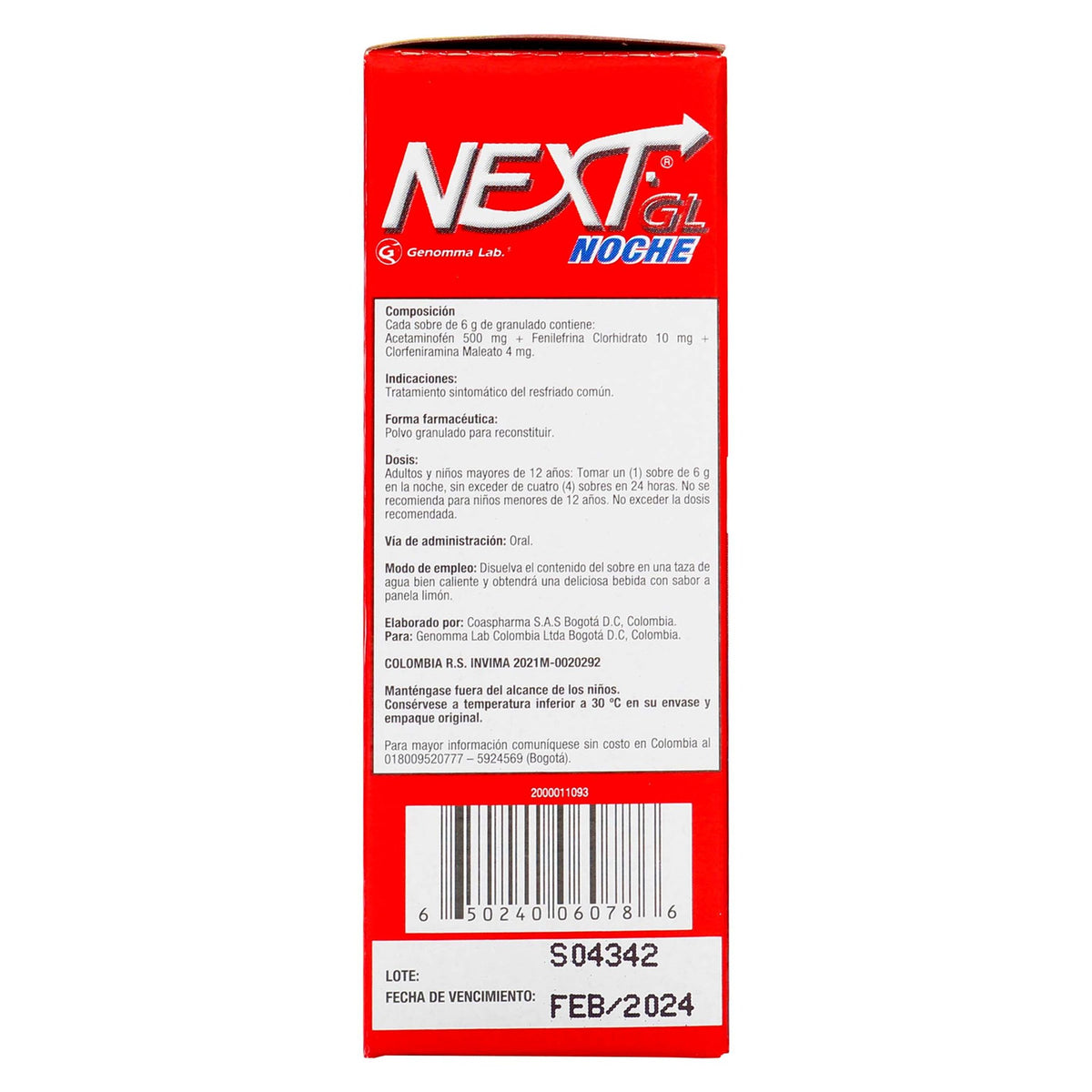 Next Gl Noche Gripa 6 Gr 6 Sobres - Droguería La Bastilla Medellín