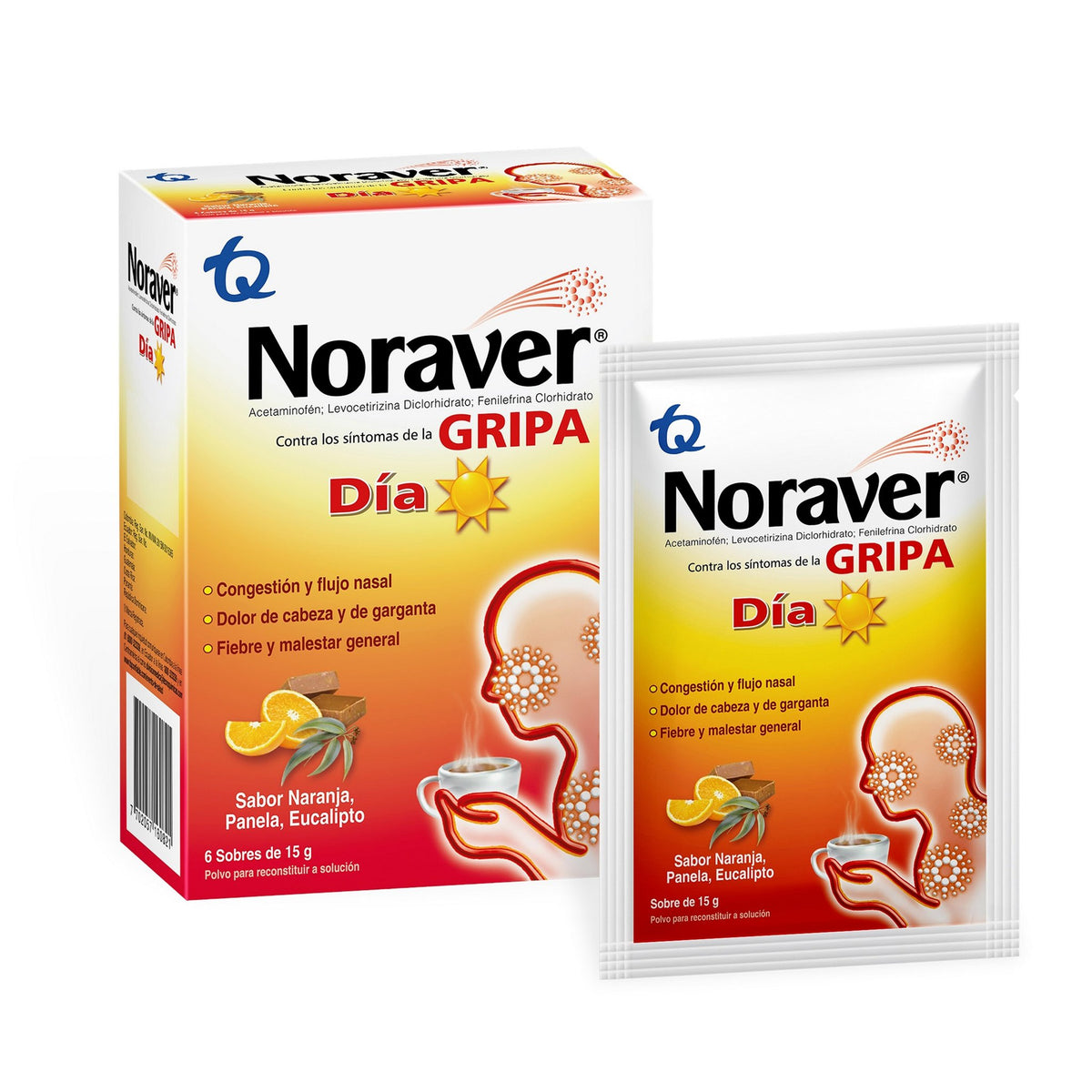 Noraver Gripa Bebida Día 15 G X 6 Sobres - Droguería La Bastilla Medellín