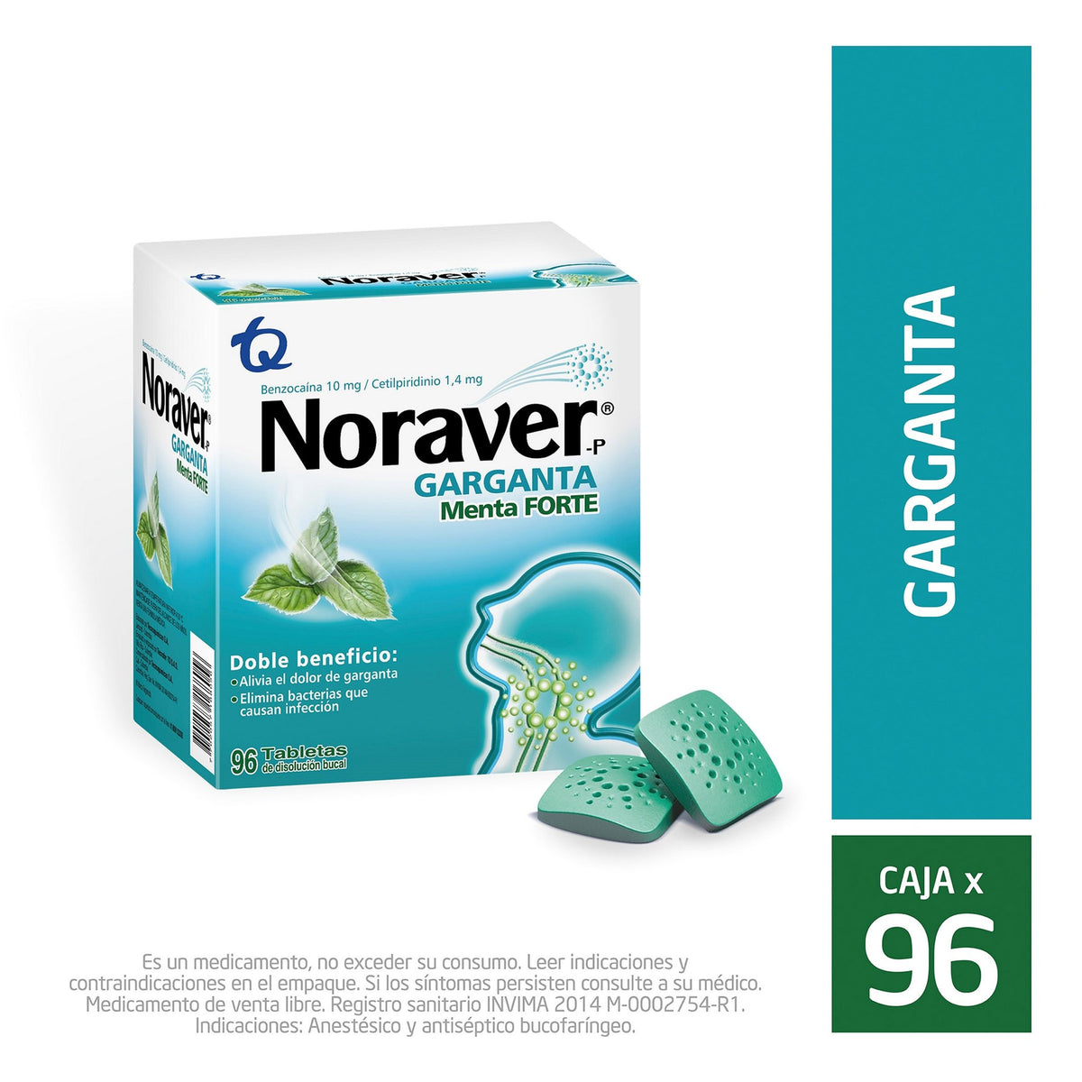 Noraver Garganta Menta Forte x 96 - Droguería La Bastilla Medellín