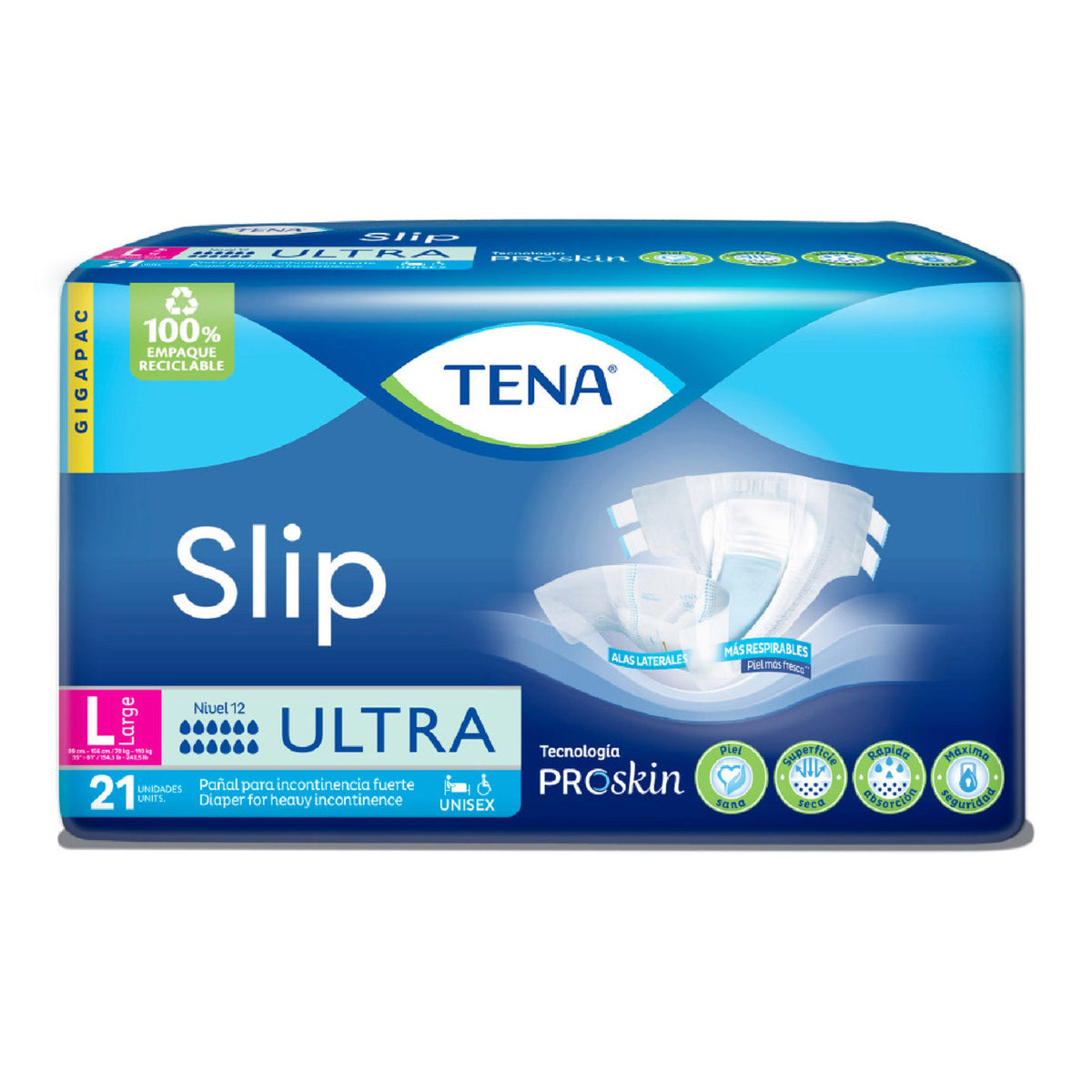 Pañales Tena Slip Ultra talla L x 21 - Droguería La Bastilla Medellín