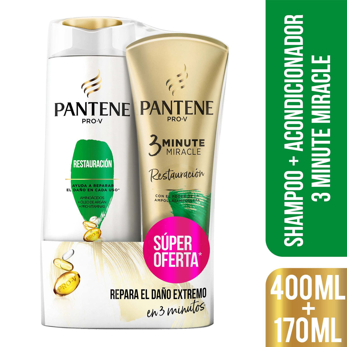 Shampoo Pantene Restauración 400 ml + acondicionador 170 ml - Droguería La Bastilla Medellín