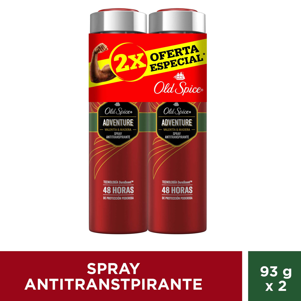 2 PACK OLD SPICE SPRAY ADVENTURE AEROSOL - REG. INVIMA NSOC83372-18CO