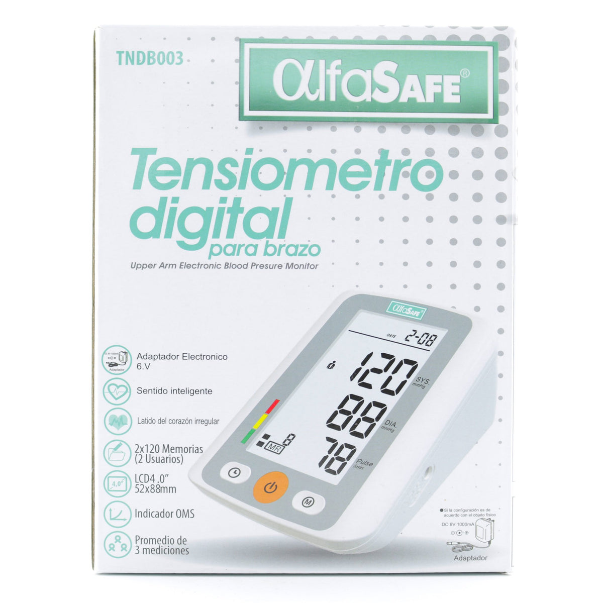 Tensiómetro digital de brazo Alfasafe HK-8 - Droguería La Bastilla Medellín