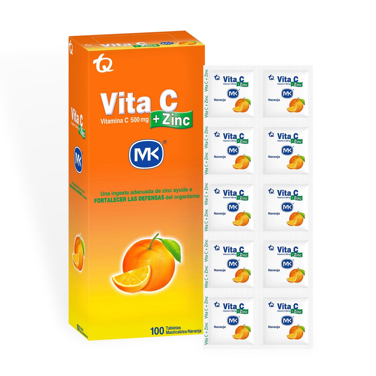 Vitamina Vita C+Zinc Naranja Masticable X 100 Tabletas - Droguería La Bastilla Medellín