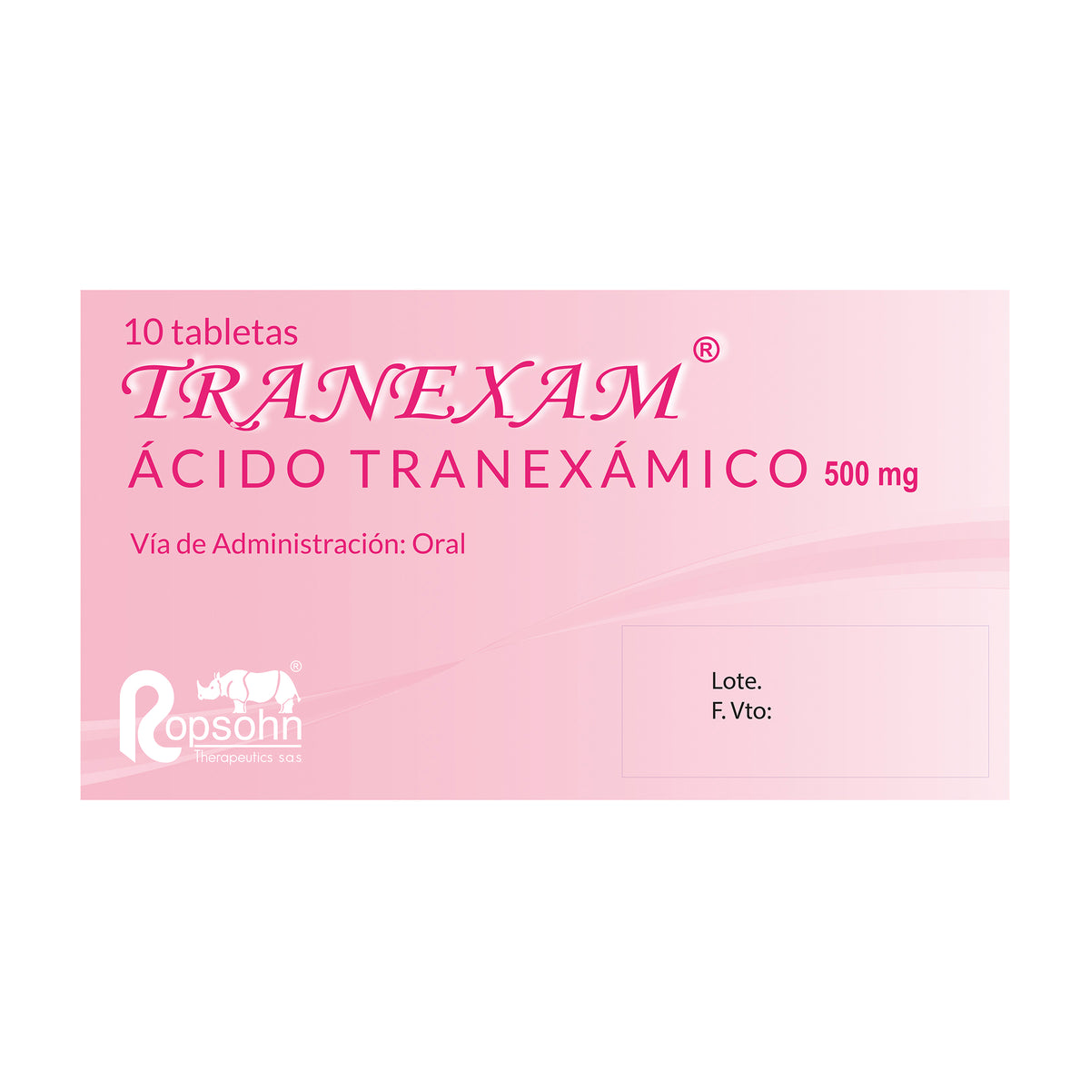 TRANEXAM 500 MG 10 TABLETAS - VENTA CON FORMULA MEDICA - REG. INVIMA 2008M-0007702