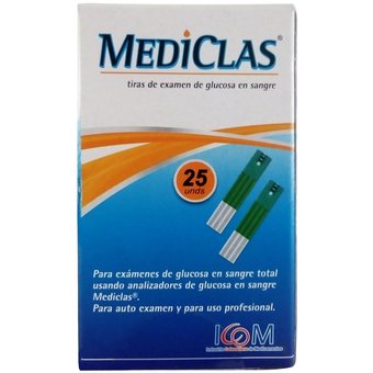 TIRAS REACTIVAS GLUCOSA MEDICLAS X 25 UDS - REG. INVIMA 2018RD-0000584R1