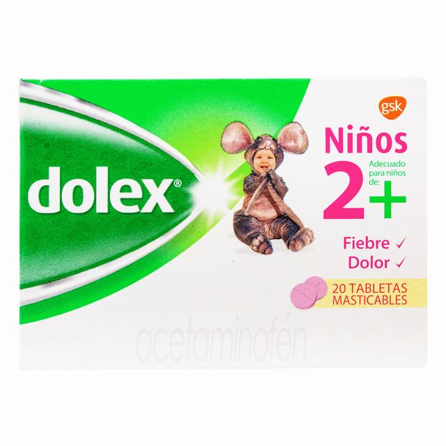 DOLEX PEDIÁTRICO X 20 TABLETAS MASTICABLES - VENTA CON FORMULA MEDICA - REG. INVIMA 2022M-011879-R4