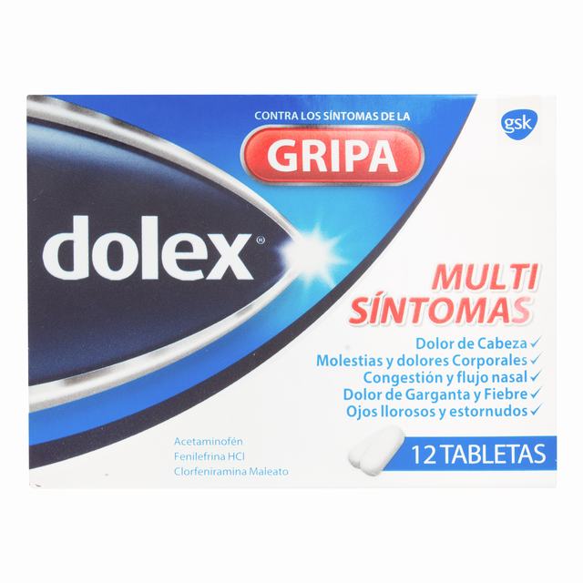 DOLEX GRIPA 12 TABLETS - ACETAMINOPHEN + CHLORPHENIRAMINE + PHENYLEPHRINE